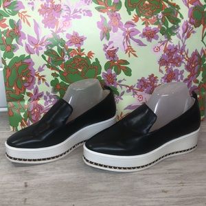 Karl Lagerfeld Paris Black Platform Sneakers Size 7.5 Black, Leather, Gold